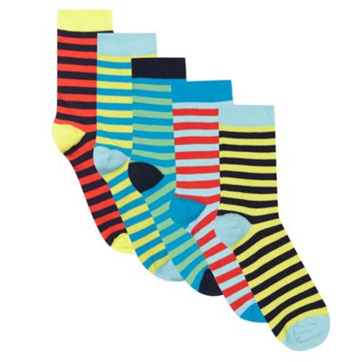 Pack of five boys' assorted striped socks
